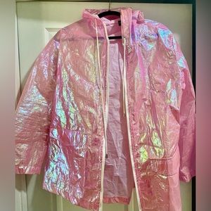 Pretty little thing holographic pink raincoat